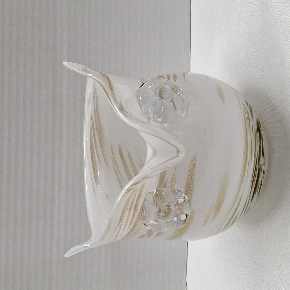 #ADU Blown glass owl planter